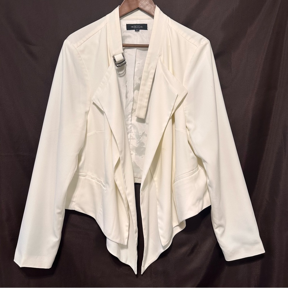 Michel Studio White Draped Women's Blazer